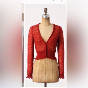 Updated measurements Anthropologie Knitted Knotted Wispy Pointelle Cardi Small